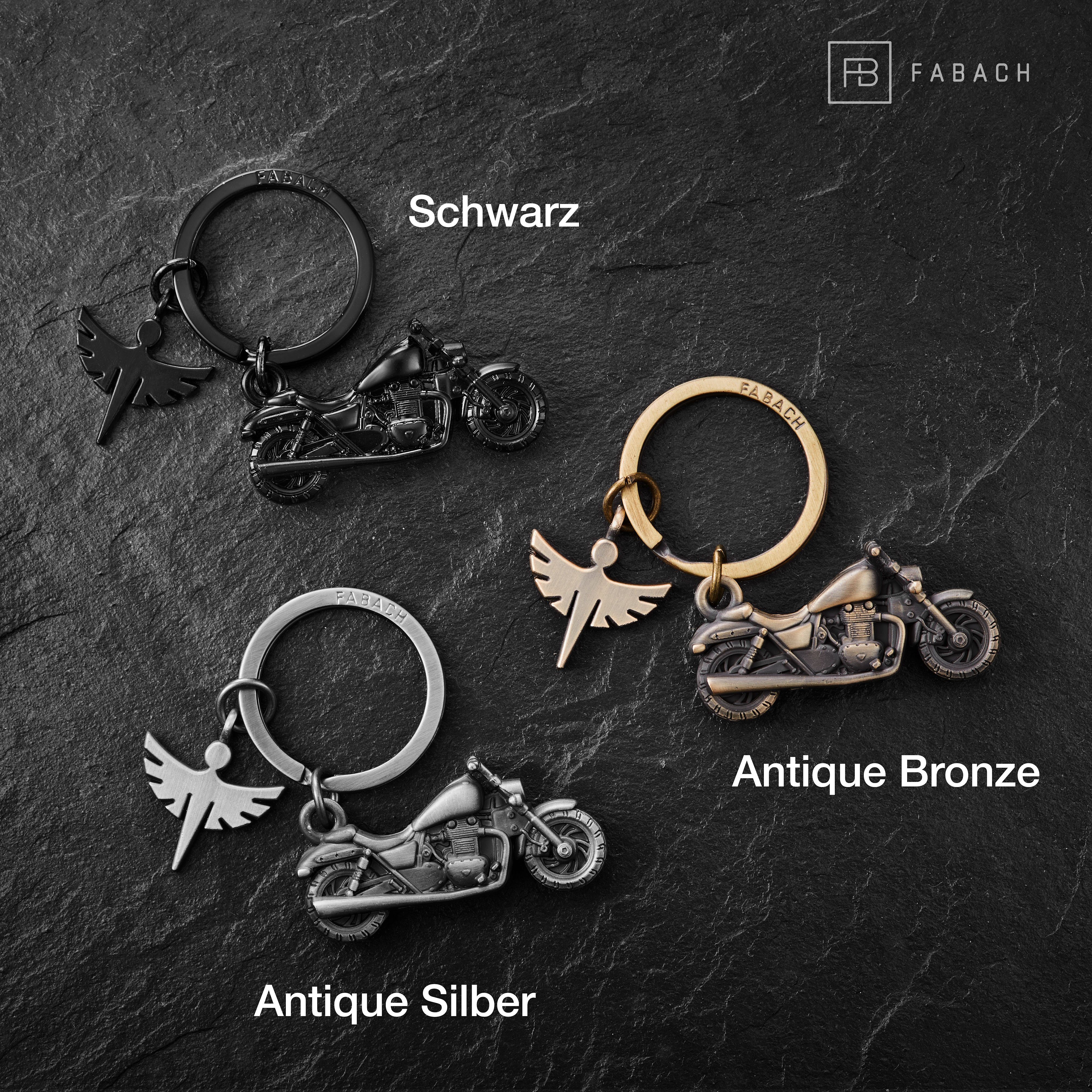 FABACH Schlüsselanhänger Chopper Motorrad mit Schutzengel - Engel Glücksbringer Motorradfahrer