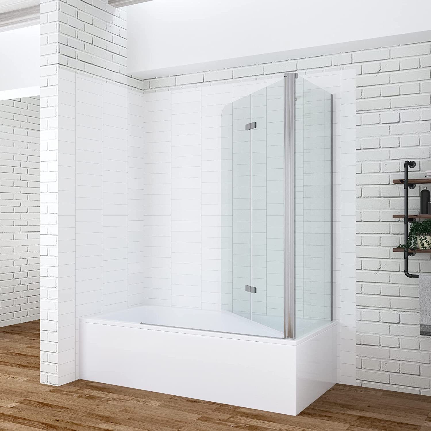 AQUALAVOS Badewannenfaltwand Badewannenaufsatz mit Seitenwand 5mm Nano Glas Duschwand für Badewanne, Einscheiben-Sicherheitsglas (ESG) mit Lotus-Effekt Nanobeschichtung, Falttür Breite: 100/120 cm, Seitenwand Breite: 70/75 cm, Höhe: 140 cm