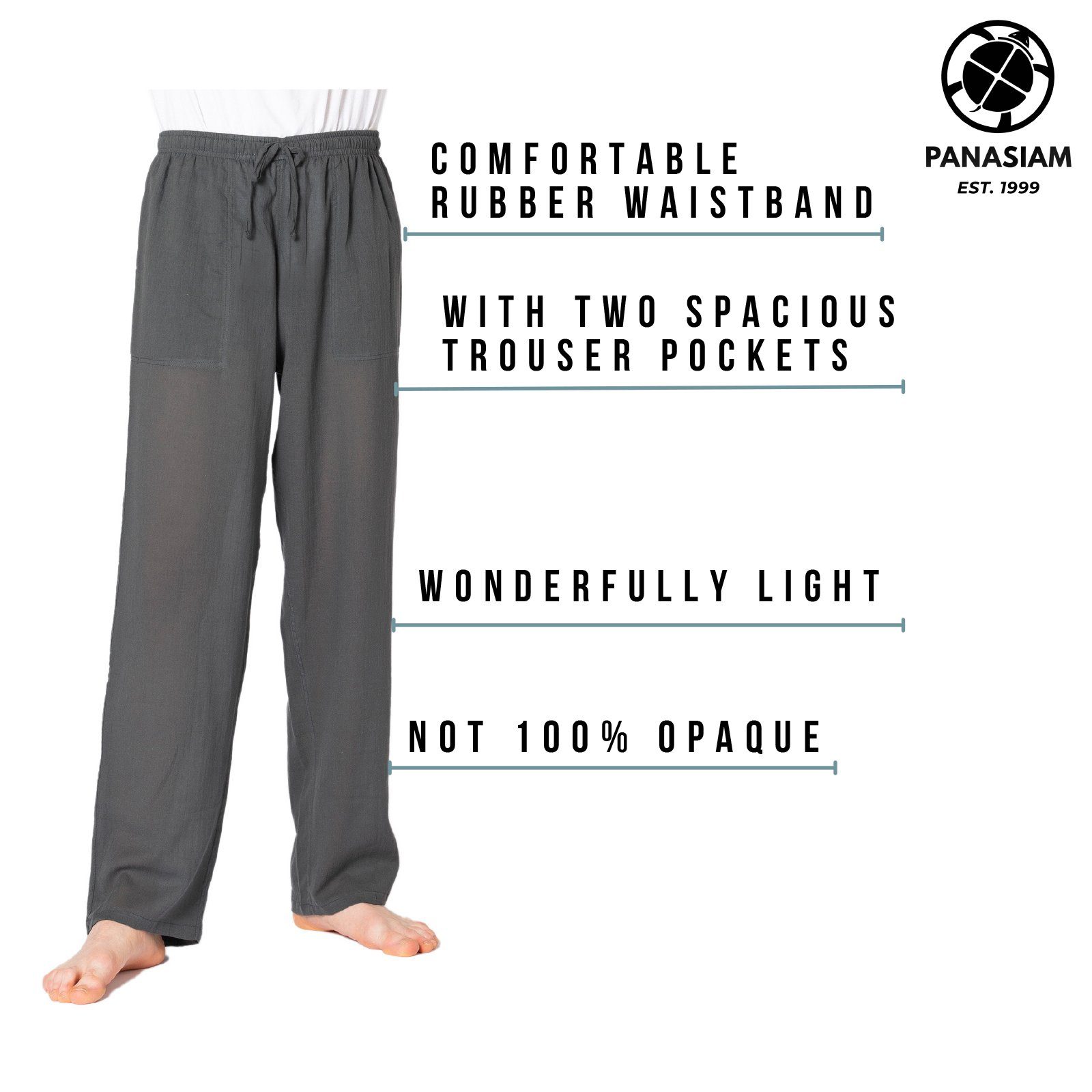 PANASIAM Wellnesshose Sommerhose PaSalu aus 100% Baumwolle für die sehr heißen Tage leichte Unisex Freizeithose für Damen und Herren Relaxhose