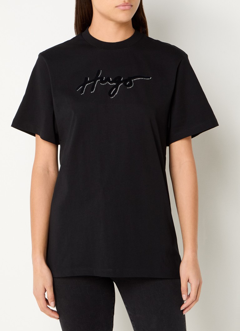 HUGO BOSS Vintage T-shirt with logo and rhinestones