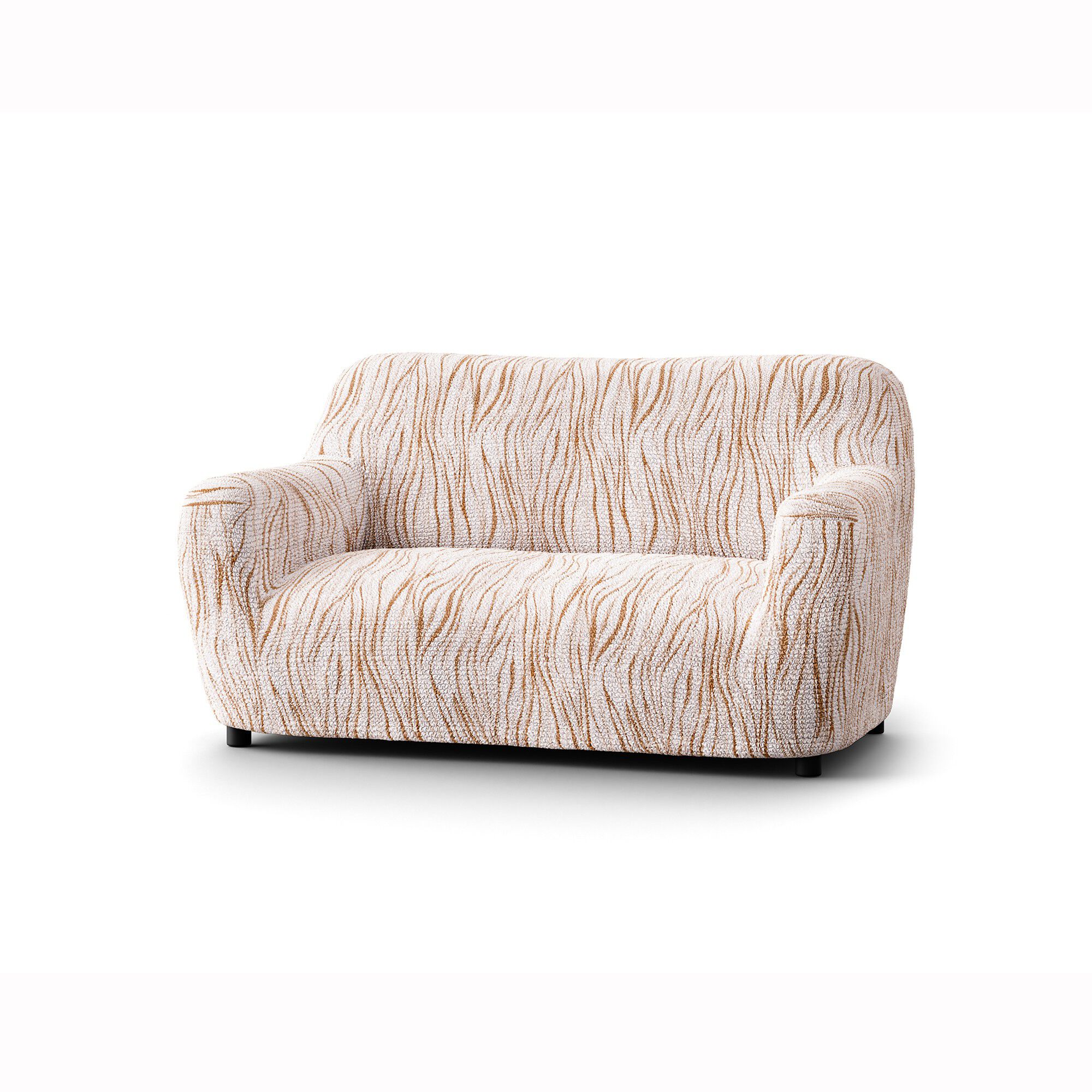 Housse bi-extensible microfibre imprimé vagues pour fauteuil et canapé