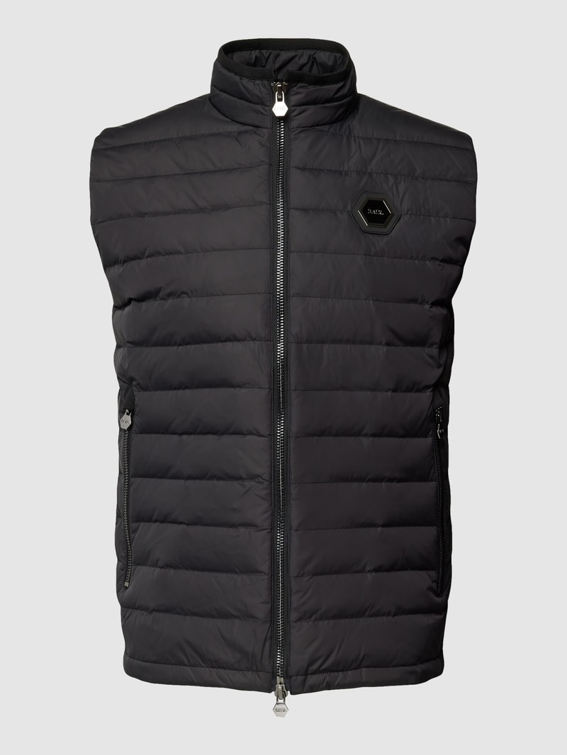 Steppweste mit Label-Patch Modell 'Lincoln' in schwarz