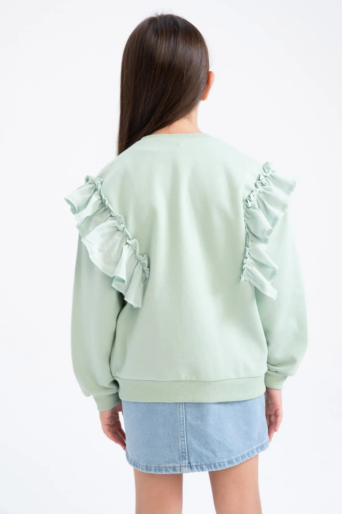 DeFacto  Weiches, flauschiges Mädchen-Sweatshirt mit Rundhalsausschnitt