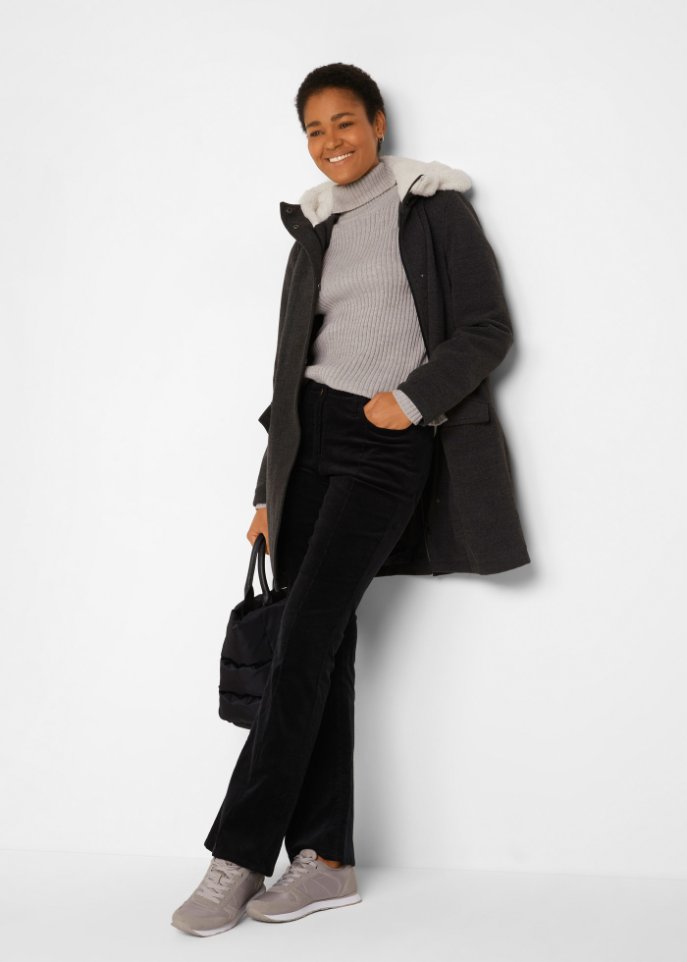 Bootcut-Stretch-Cordhose mit Biesen und Bequembund