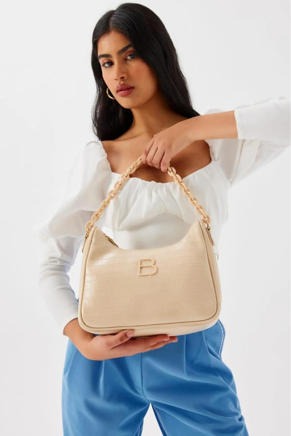 Lucky Bees  Gemusterte Hand- und Schultertasche für Damen mit Kettenriemen