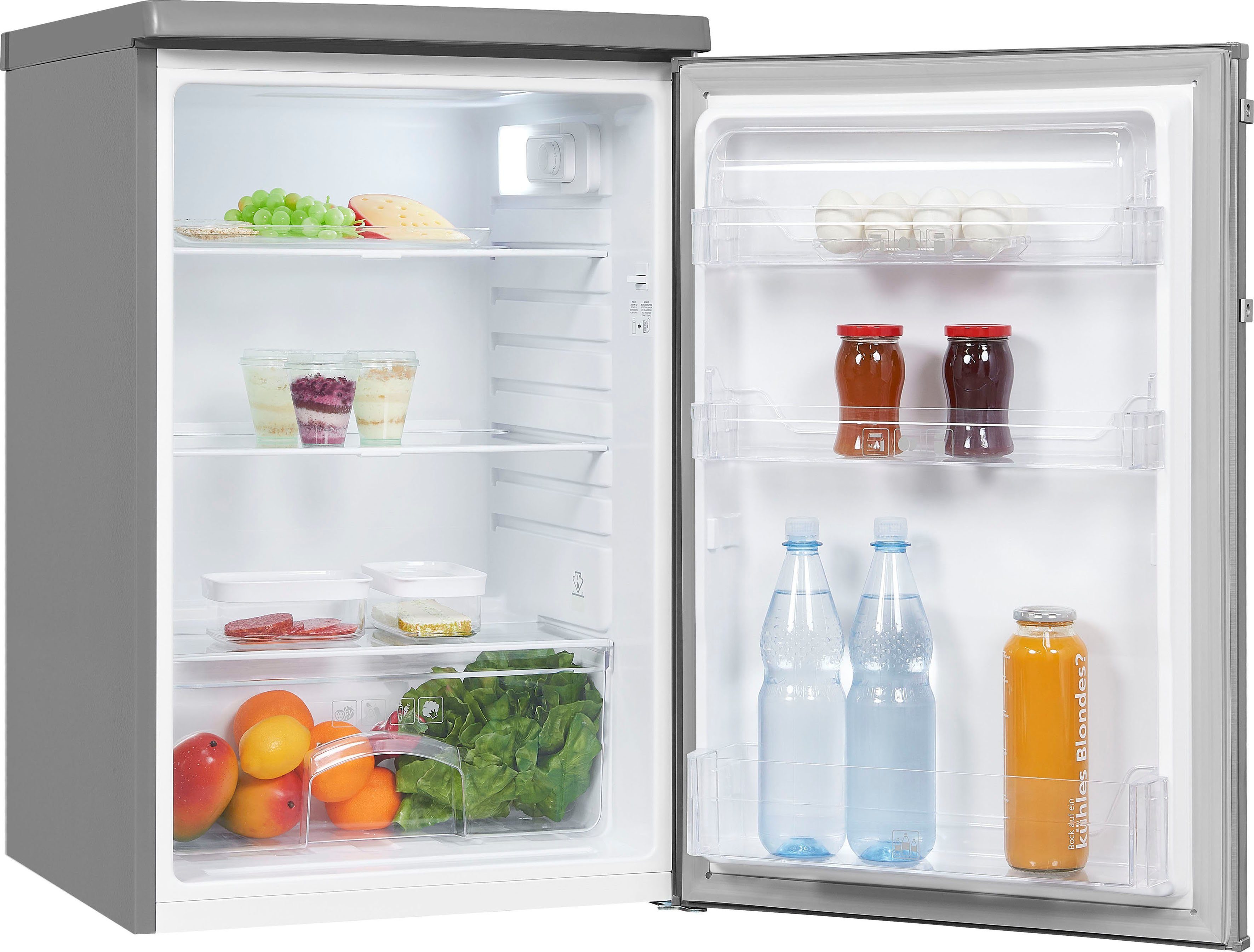 exquisit Kühlschrank KS16-V-H-040E inoxlook, 85,5 cm hoch, 55 cm breit