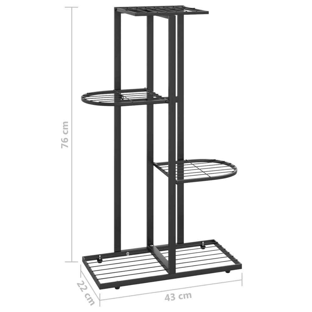 vidaXL Blumenständer Blumenständer 4-Etagen 43x22x76 cm Schwarz Metall (1 St)