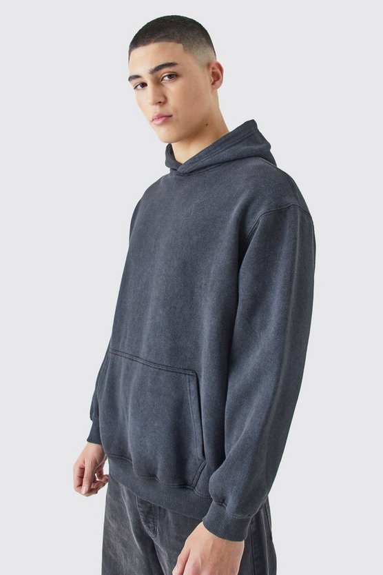 Oversize Hoodie mit Acid-Waschung und Print