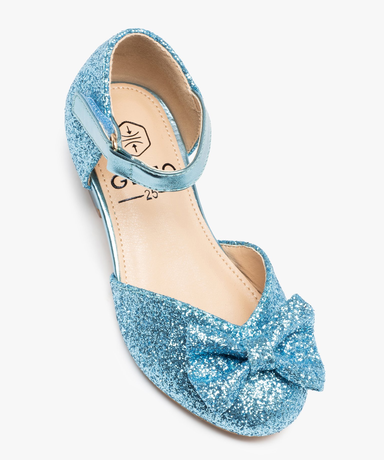 Ballerines fille pailletées à talon et bride de fermeture bleu | GEMO