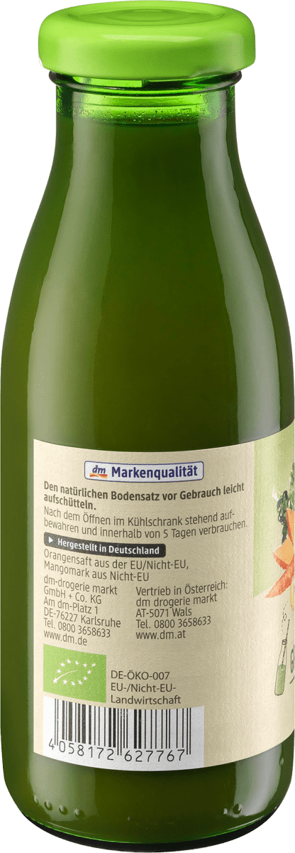 Smoothie, Grün mit Orange, Mango, Spinat & Grünkohl, 250 ml