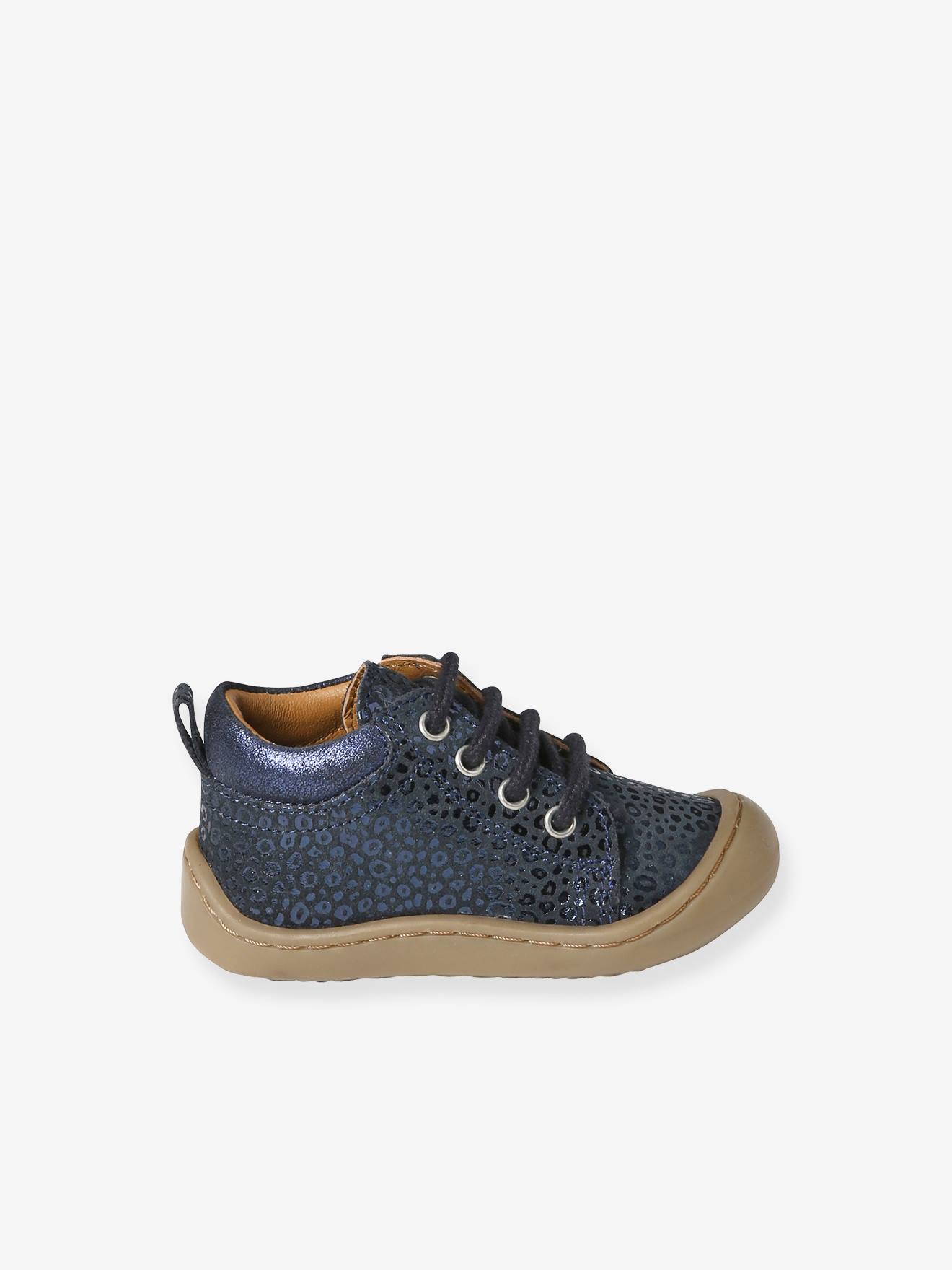 Vertbaudet Mädchen Baby Krabbelschuhe - blau bedruckt