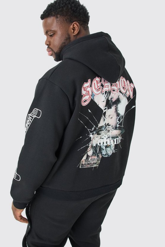 Plus kastiger Hoodie mit Renaissance-Print