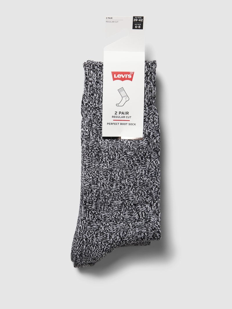 Socken mit Label-Details im 2er-Pack Modell 'BASKET' in mittelgrau meliert
