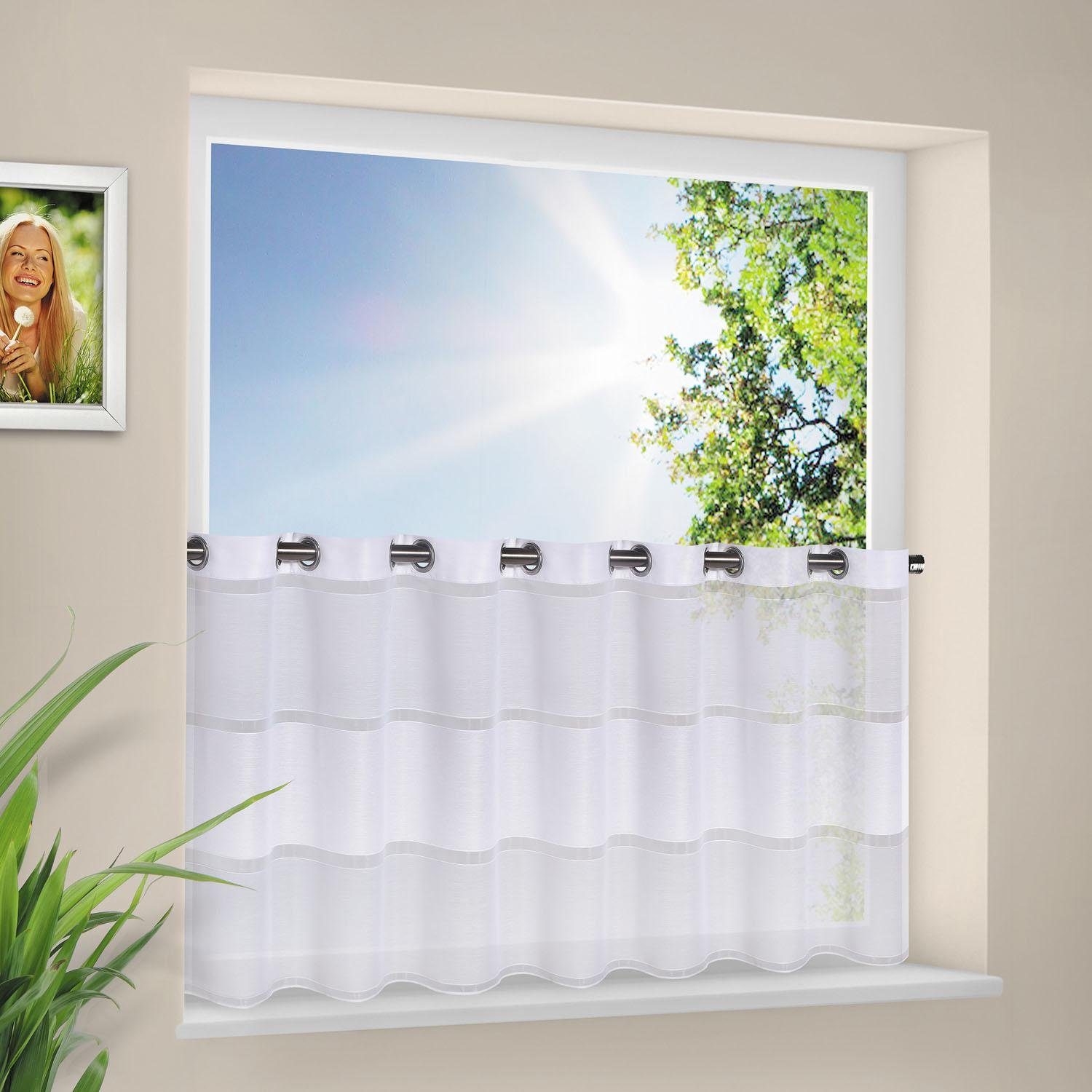 Scheibengardine HARLOTTA, Happy Home, Ösen (1 St), transparent, HxB: 53x140, Webware 
