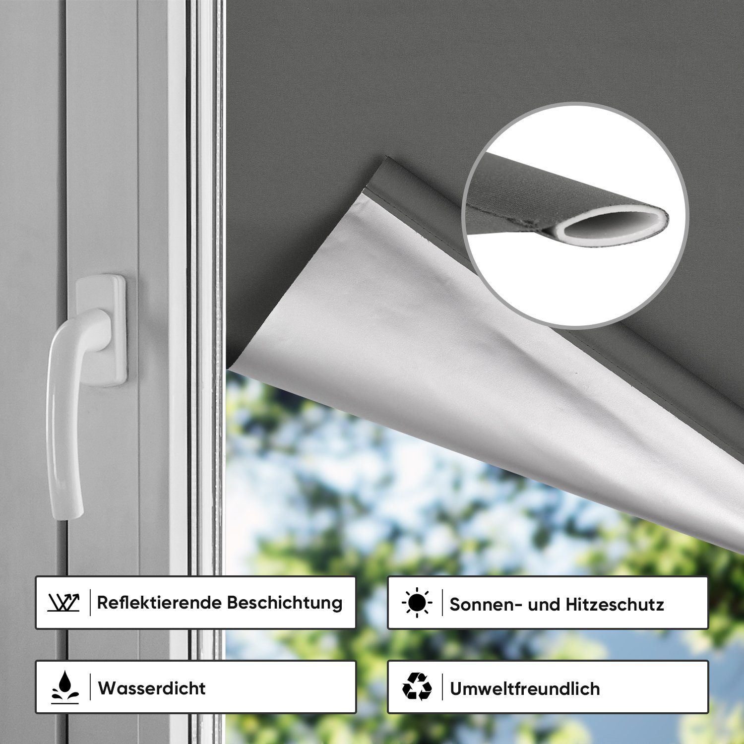 Rollo Verdunkelungsrollo Rollos für Fenster ohne Bohren Seitenzugrollo, Sekey, Klemmfix, Sonnenschutz Sichtschutz Thermo Rollo für Wohnzimmer, Schlafzimmer