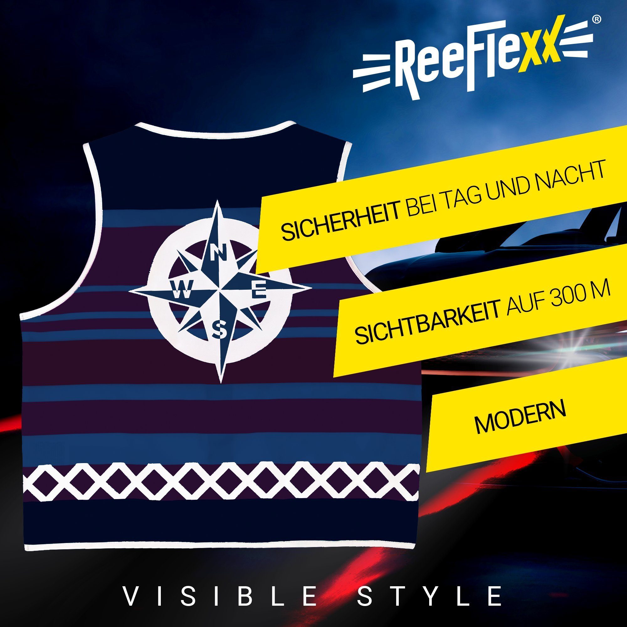 ReeFlexx Warnweste Pink Nautic Compass - Damenwarnweste