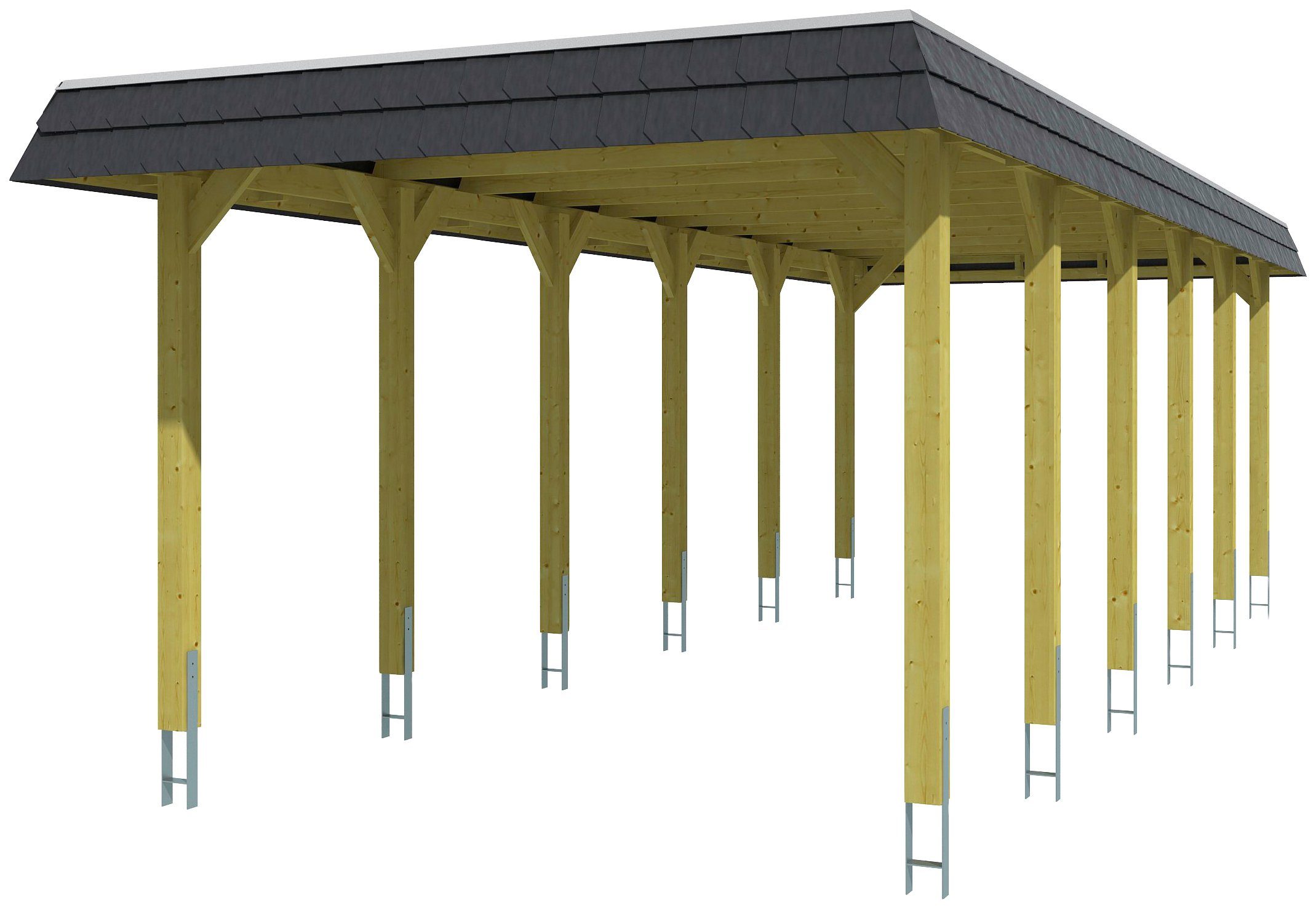 Skanholz Einzelcarport Spreewald, BxT: 345x893 cm, 206 cm Einfahrtshöhe