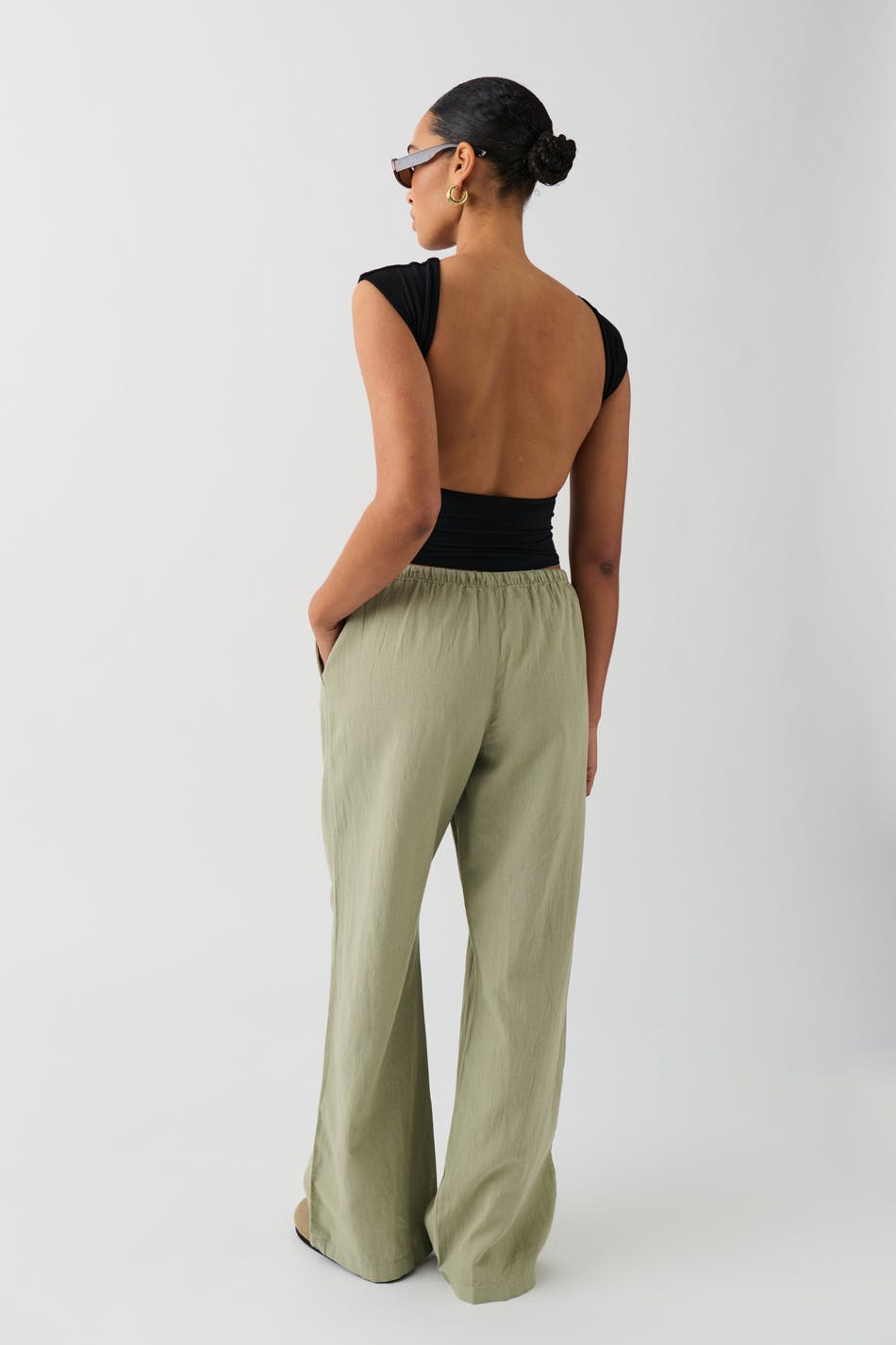 Linen blend trousers