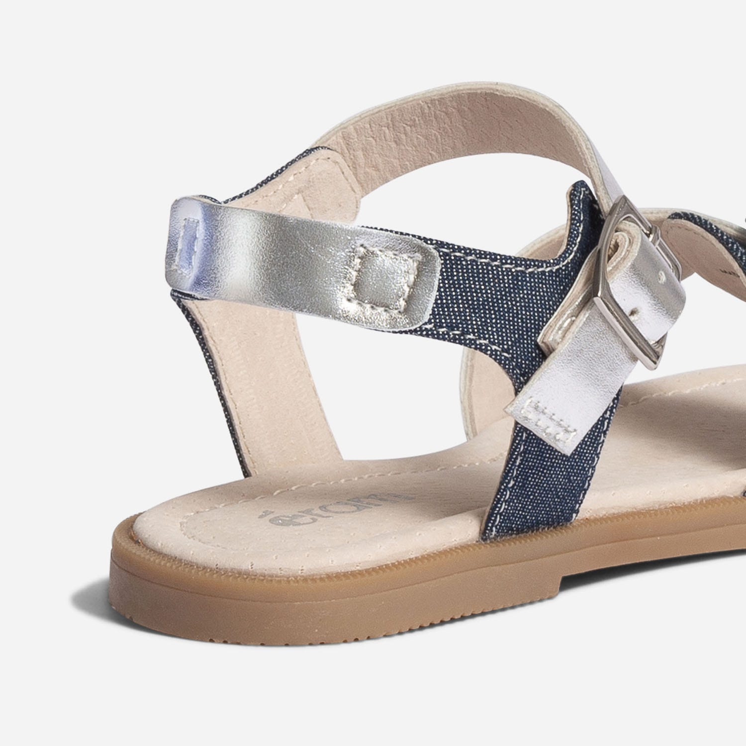 Sandale argent et bleu bi matière