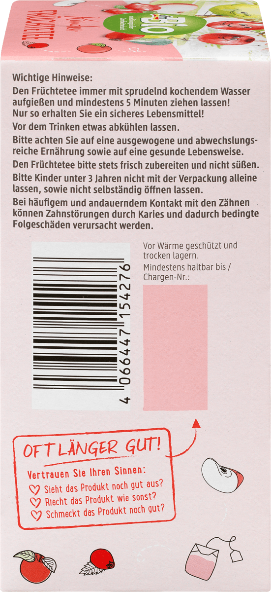 Kindertee Früchte mit Apfel & Hagebutte (20 Beutel), 40 g