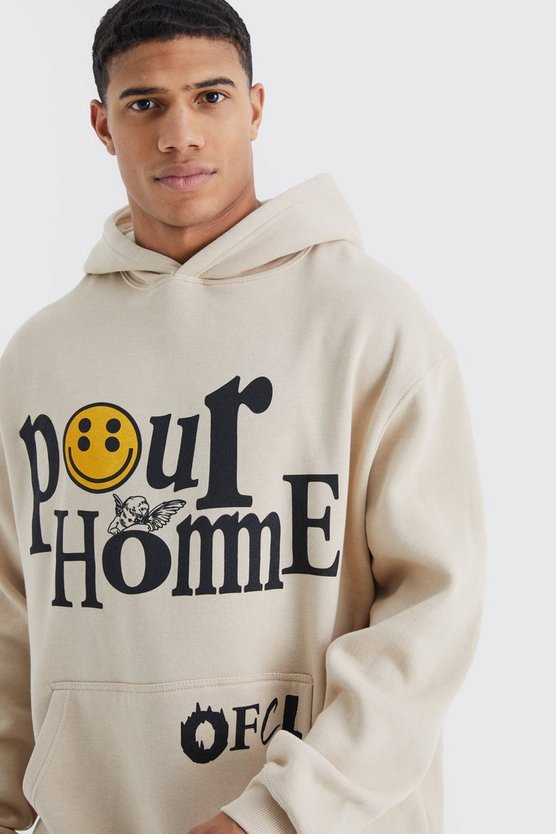 Oversize Hoodie mit Homme Print