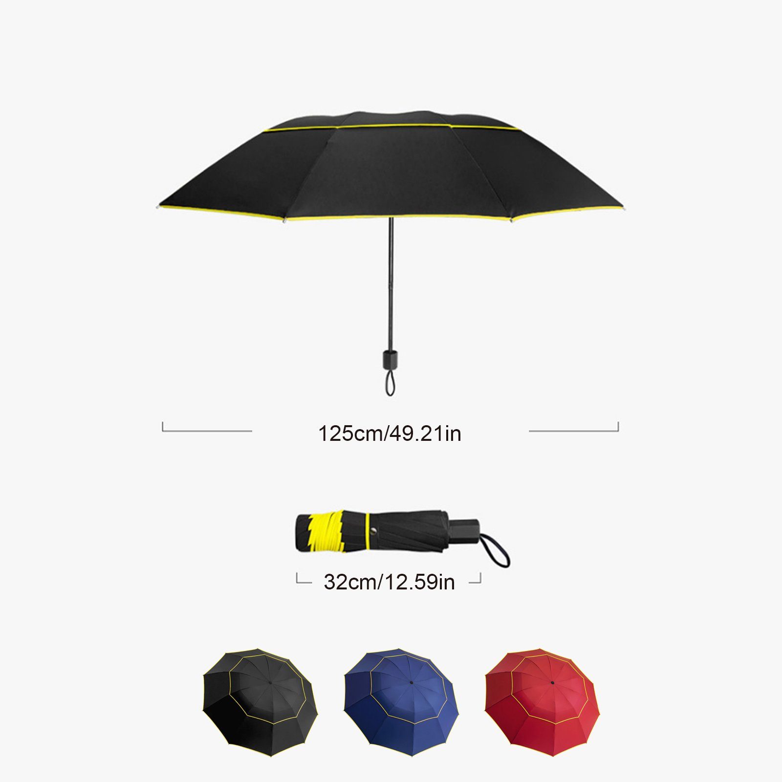 OKWISH Sonnenschirm Regenschirm Faltbar Schirm Taschenschirm Sonnenschutz groß Winddicht, 62-Zoll-Übergröße, Kurze Klappgröße, Golfschirm, Reiseschirm, Klappschirm