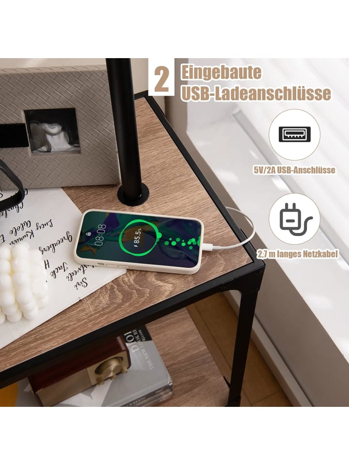 COSTWAY 2 in 1 Nachttischlampe drehbar in Beige günstig kaufen 34 cm