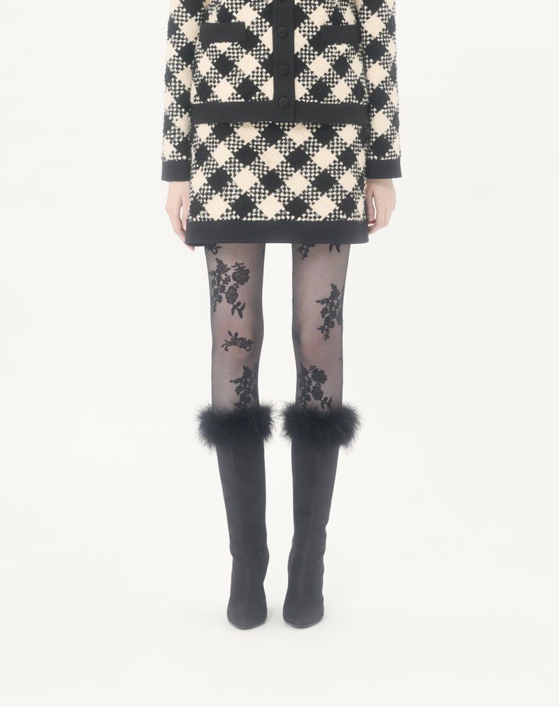 Saia curta de tweed Damier