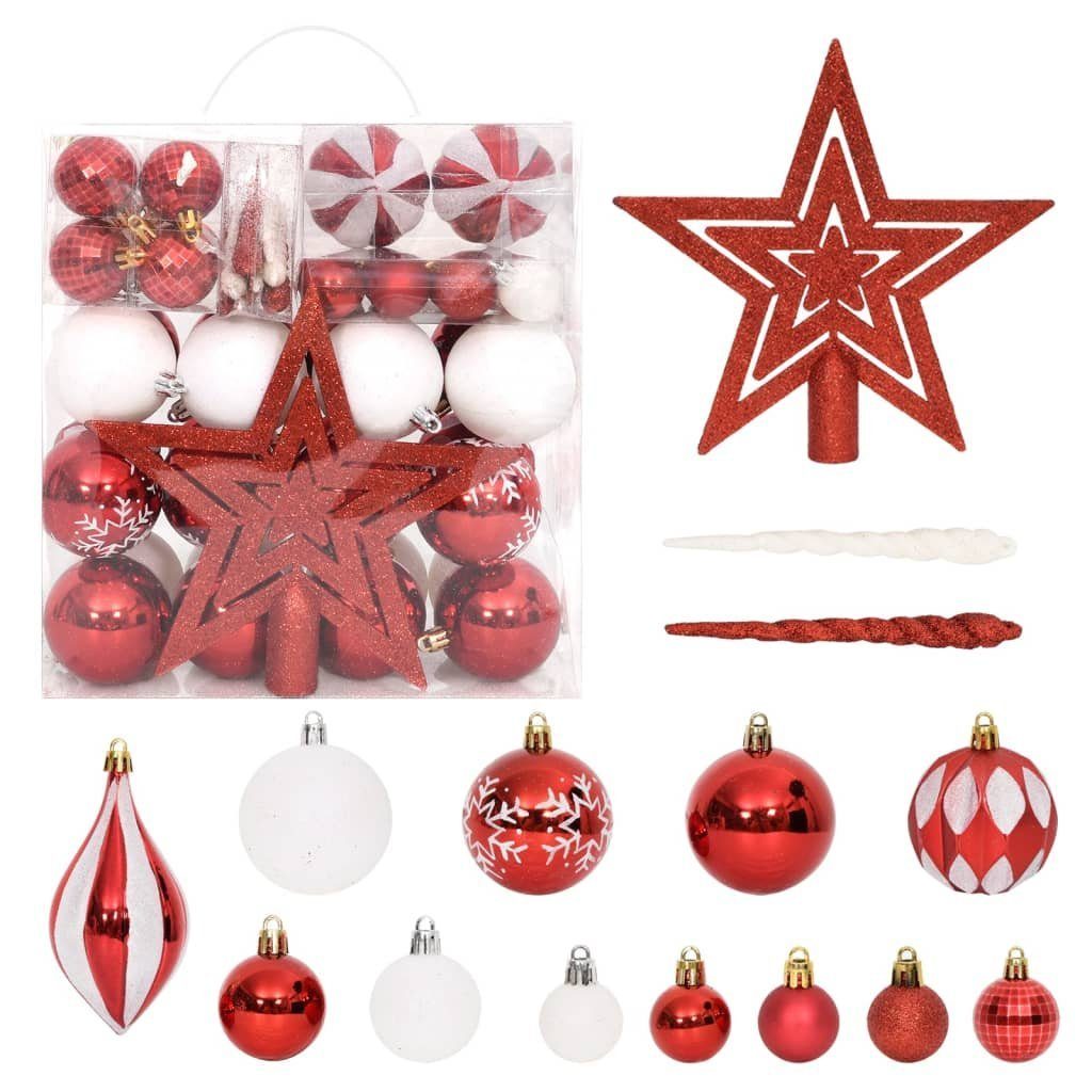 vidaXL Christbaumschmuck 64-tlg. Weihnachtskugel-Set Rot und Weiß (1-tlg)