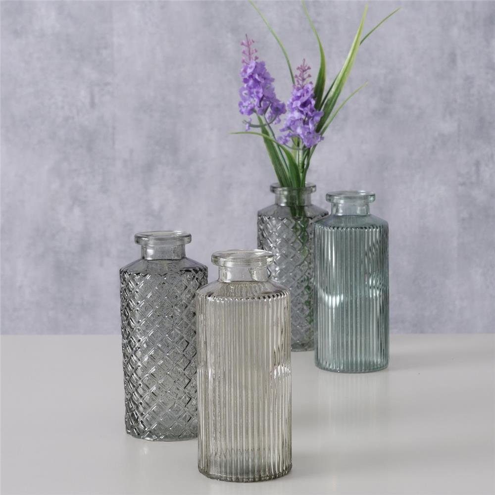 BOLTZE Tischvase Vase Panja (4er Set), Grün/Hellgrün, Höhe 14 cm, Durchmesser ca. 6 cm, aus Glas