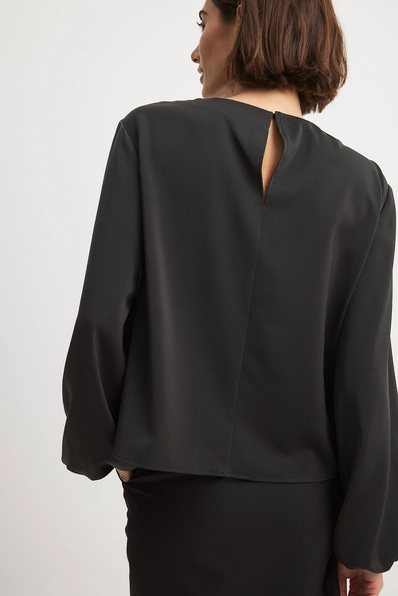 Drappierte Bluse mit Ballonärmeln