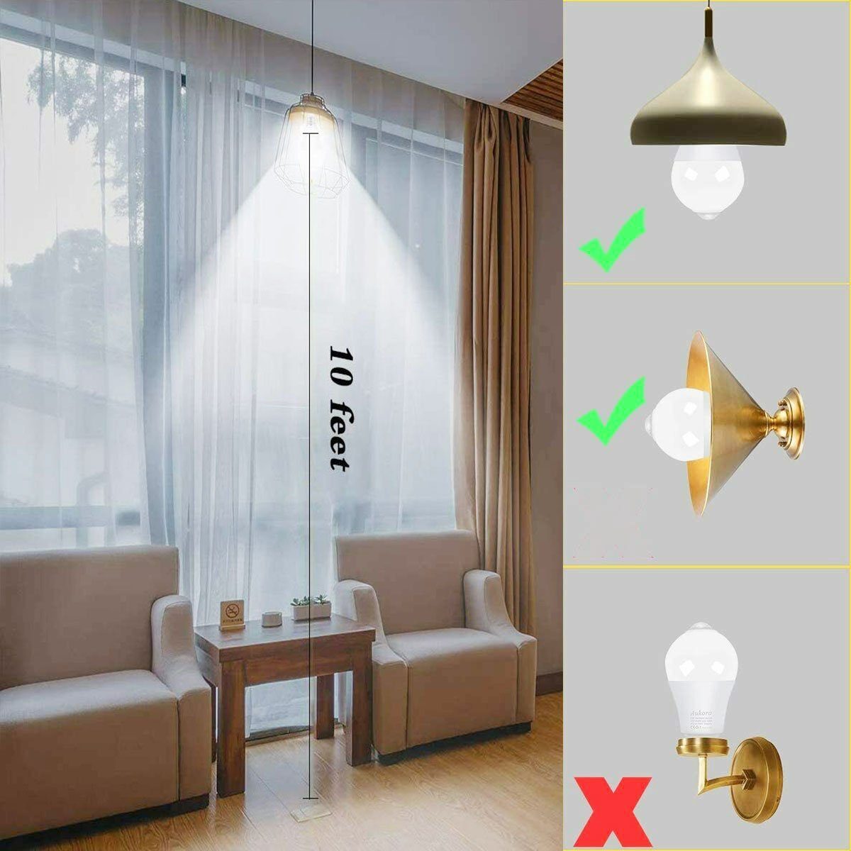 oyajia E27 LED Intelligente Lampe, 12W LED-Lampe mit Bewegungssensor Sensor Smarte Lampe, Automatische Glühbirne für Haustür Balkon Garage Treppen,1/2/4 Stück
