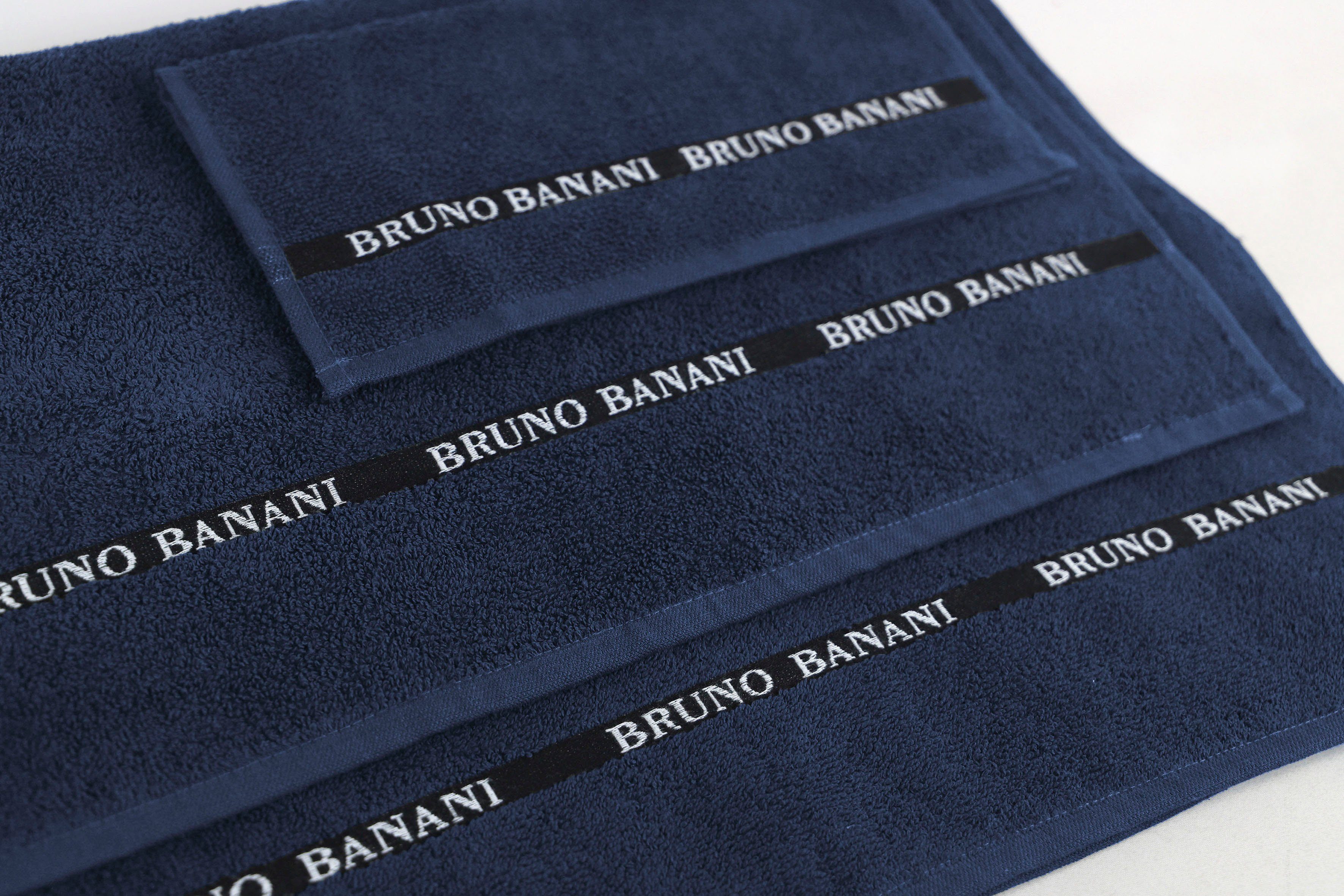 Bruno Banani Handtuch Set Danny, Walkfrottier, (Set, 6-tlg), mit Logostreifen, einfarbiges Handtuch-Set aus 100% Baumwolle