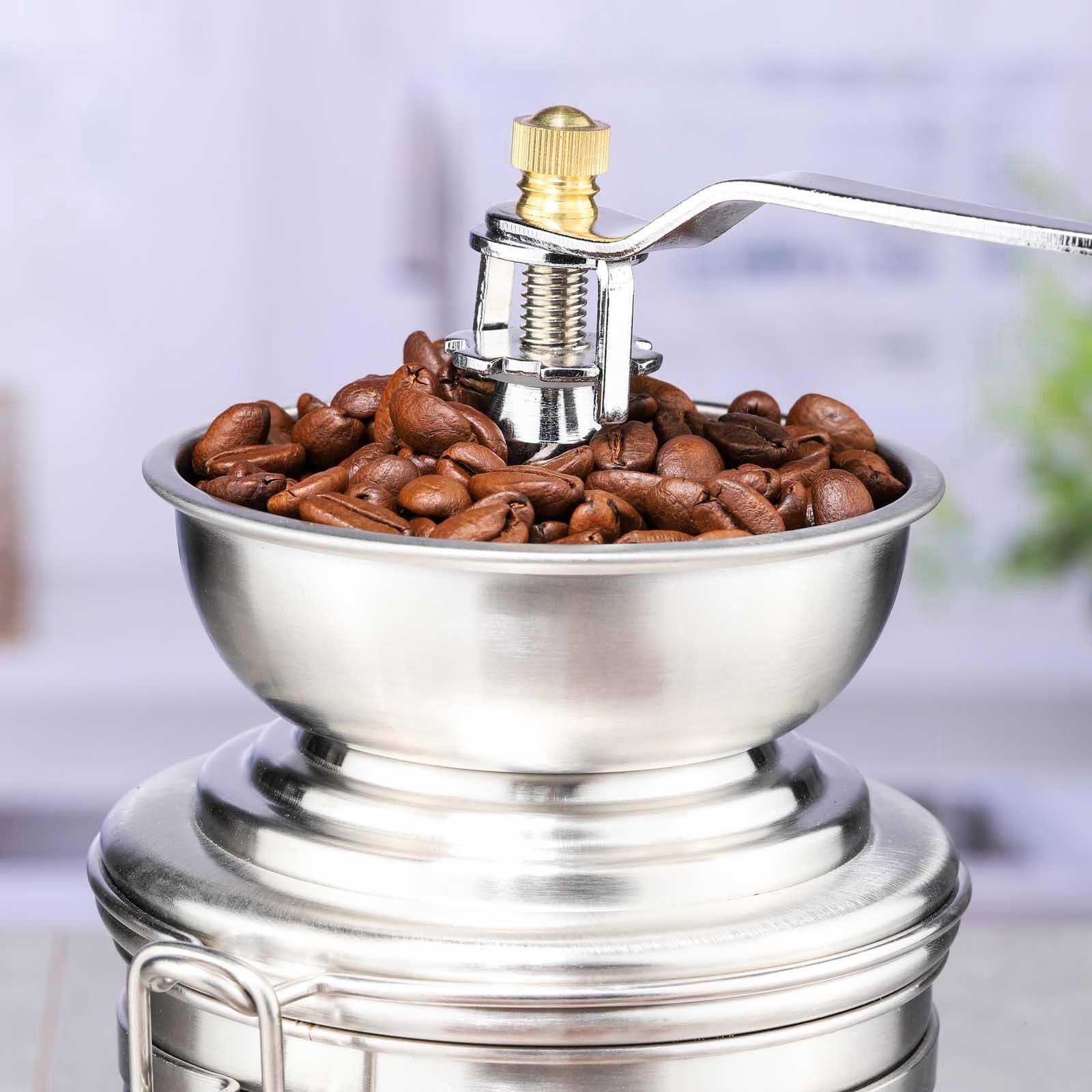 HAC24 Kaffeemühle Handkaffeemühle Kaffee Mühle Mahlmaschine Individuelle Mahlgradeinstellung, Kegelmahlwerk, Manuell, Edelstahl mit Keramikmahlwerk