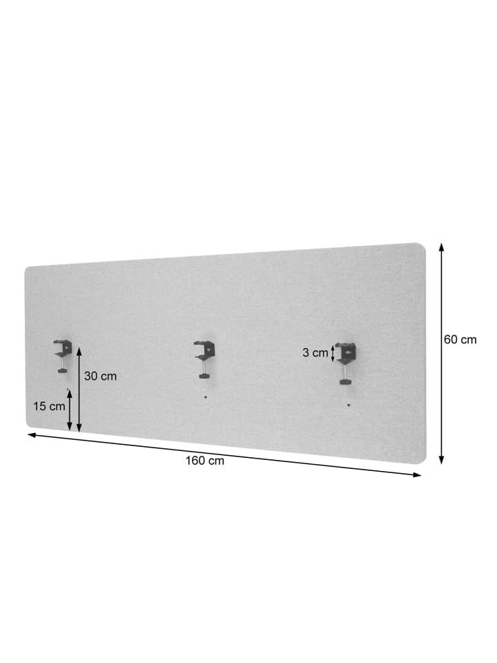 MCW Akustik-Tischtrennwand G75, 60x160cm braun-grau günstig kaufen onesize