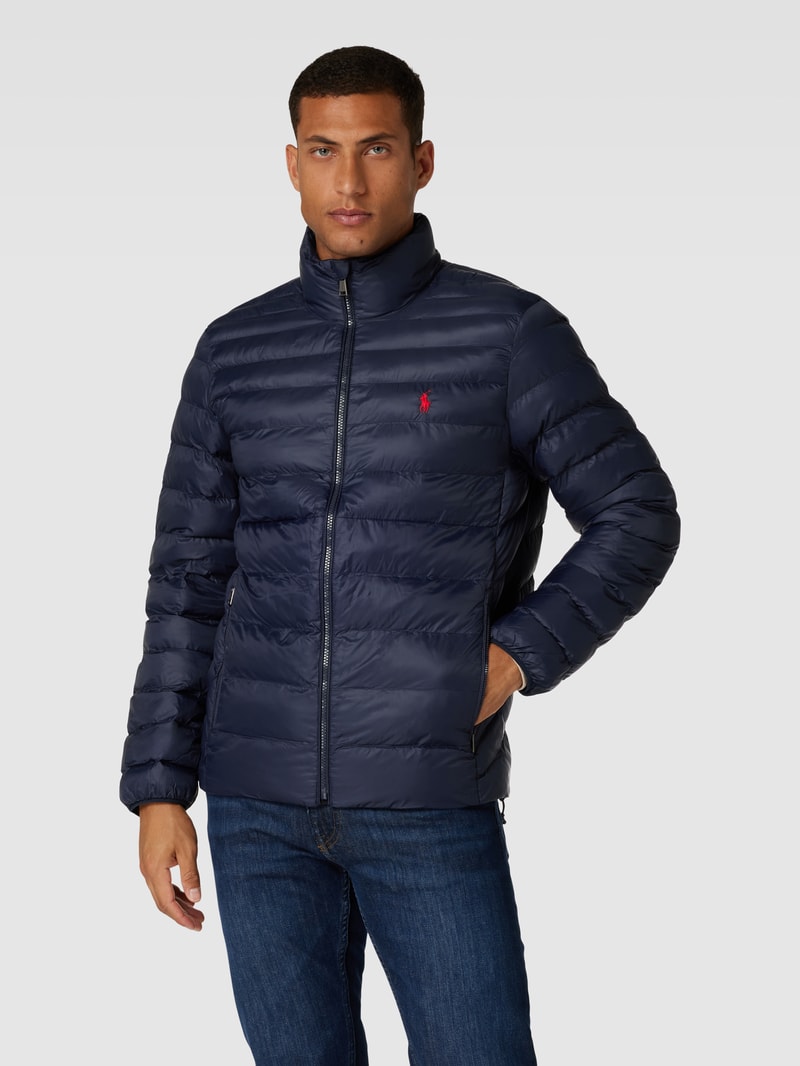 Steppjacke mit Label-Stitching Modell 'TERRA' in marineblau