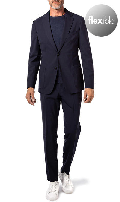 BOSS Black, Anzug Hanry-Genius, Slim Fit, Schurwoll-Stretch waschbar, dunkelblau