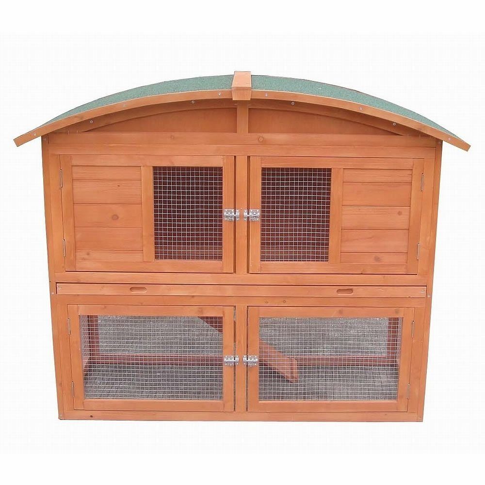 Melko Kleintierkäfig Kaninchenstall Freigehege Freilauf aus Holz in Braun Runddach Aufzucht Käfig Nagerkäfig Laufstall Laufgitter Kleintier Hasenkäfig Draußen Gehege Haus Hamster Küken Tür, herausnehmbare Schublade