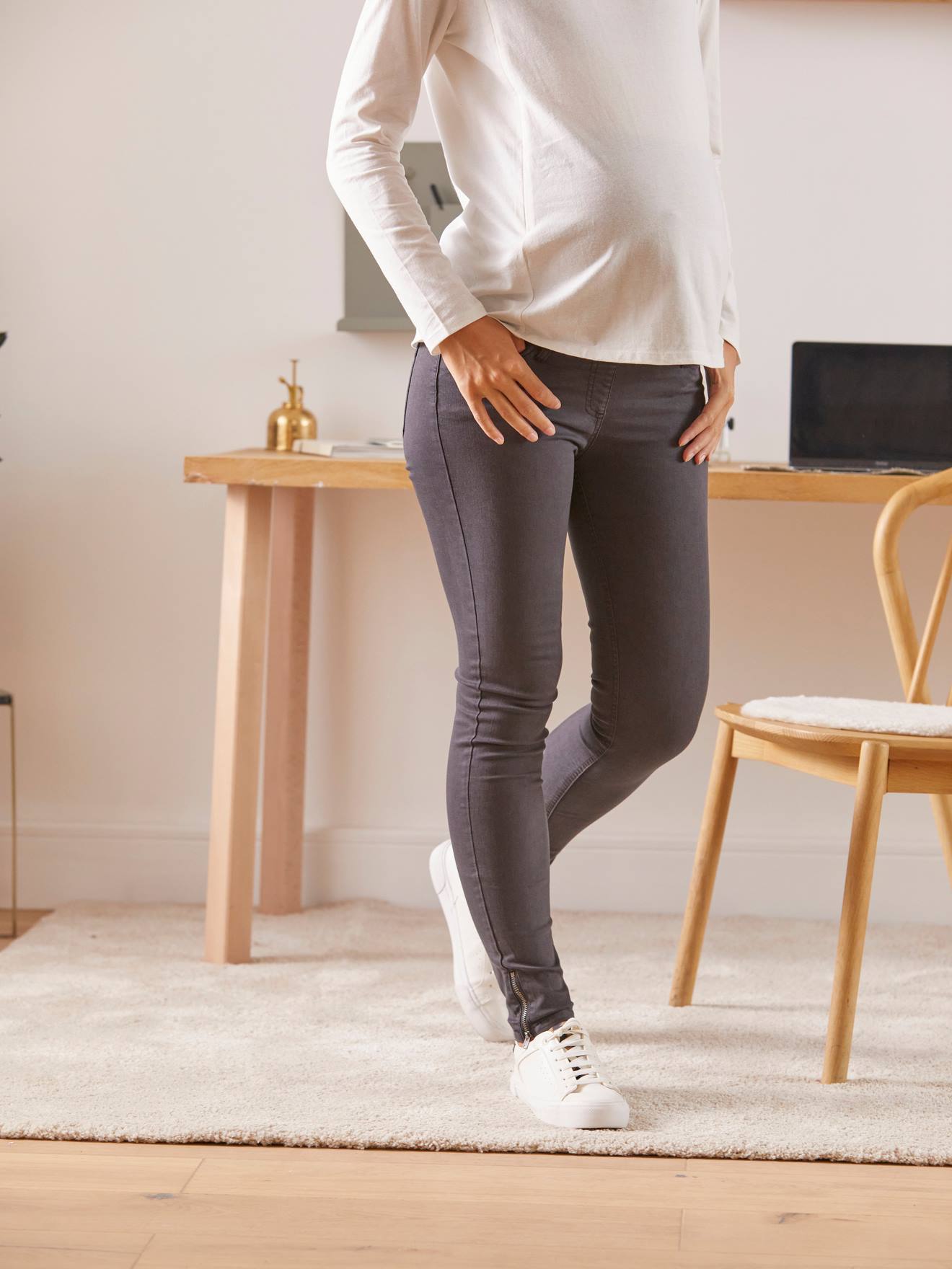 Vertbaudet Umstands-Jeans, Slim-Fit, Schrittlänge 76 cm - anthrazit