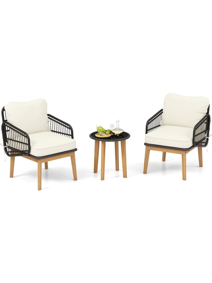 COSTWAY Gartenmöbel Polyrattan 3 tlg. Set in Weiß günstig kaufen onesize