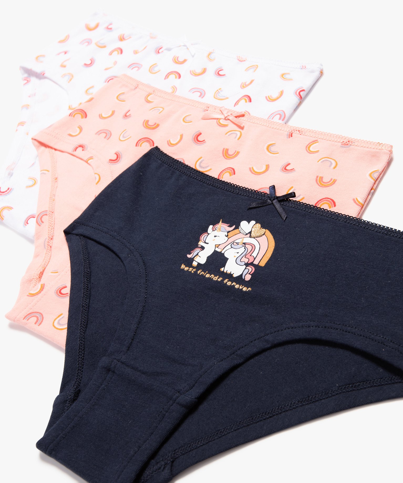 Shorties imprimés licorne et arc-en-ciel fille (lot de 3) multicolore | GEMO