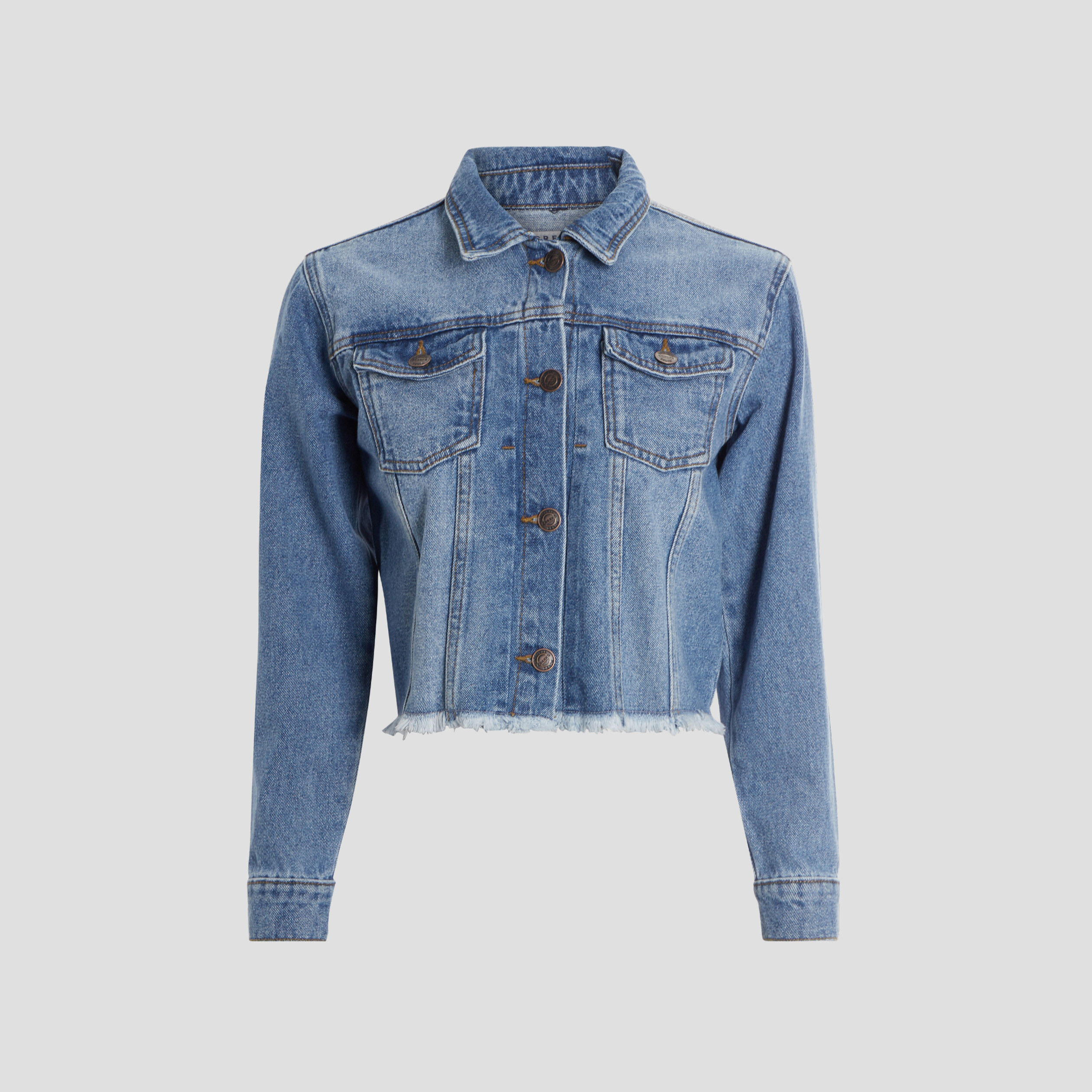 Veste droite en jean denim double stone femme | La Halle