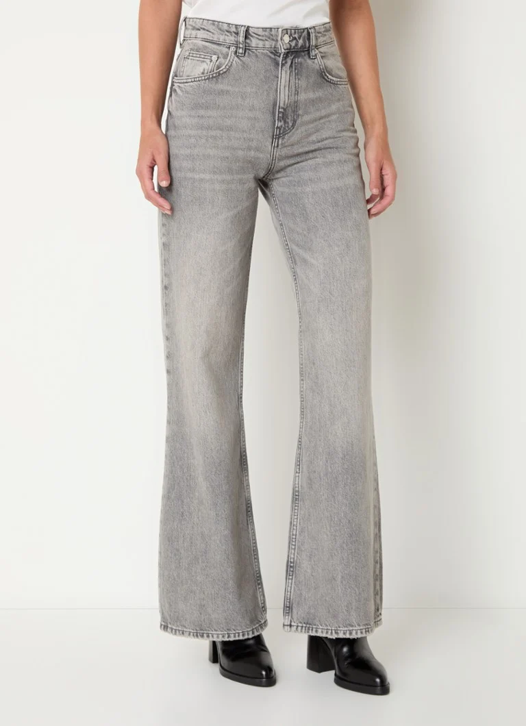 Calça jeans flare de cintura alta Sisley com lavagem colorida