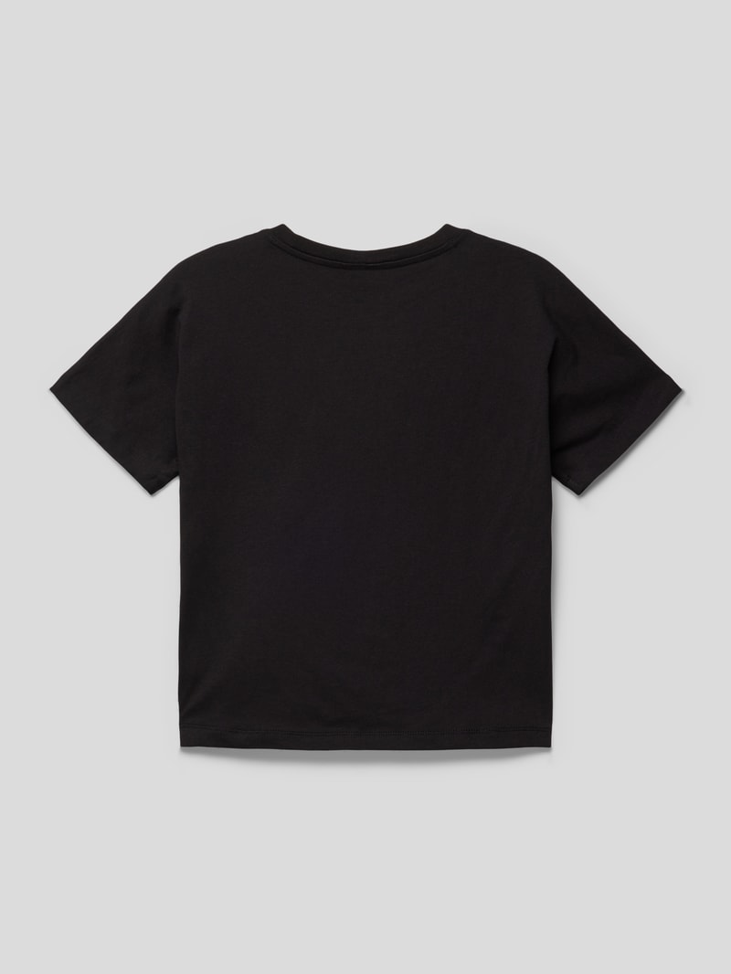 T-Shirt aus reiner Baumwolle mit Label-Print in schwarz