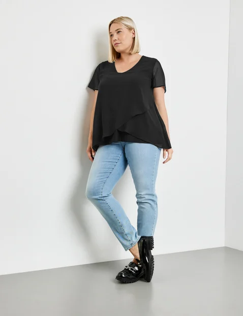 Blusenshirt mit Chiffon-Layer