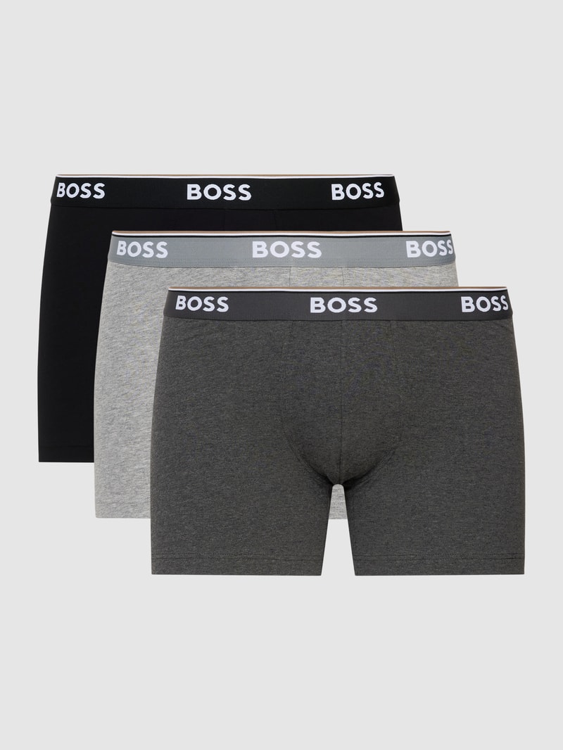 Trunks mit Logo-Bund im 3er-Pack Modell 'Power' in dunkelgrau