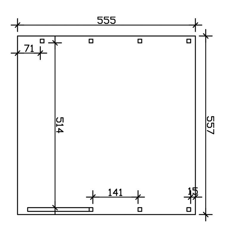 Skanholz Doppelcarport Friesland 7, BxT: 557x555 cm, 201 cm Einfahrtshöhe