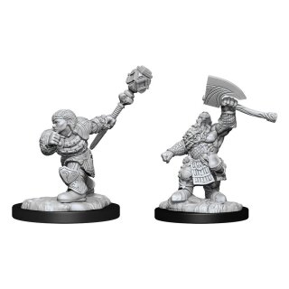 Magic the Gathering Unpainted Miniatures - Dwarf Fighter & Dwarf Cleric