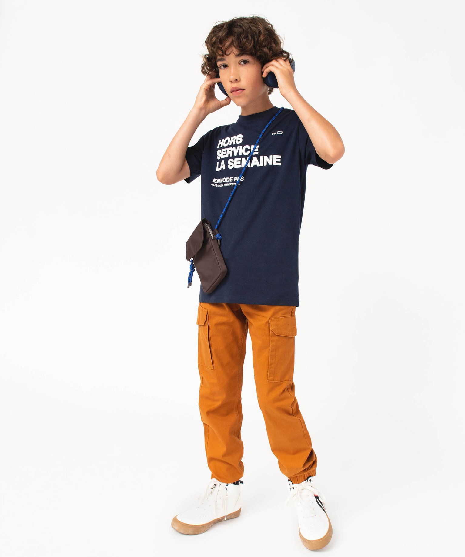 Pantalon en toile coupe jogger Garçon camel | GEMO
