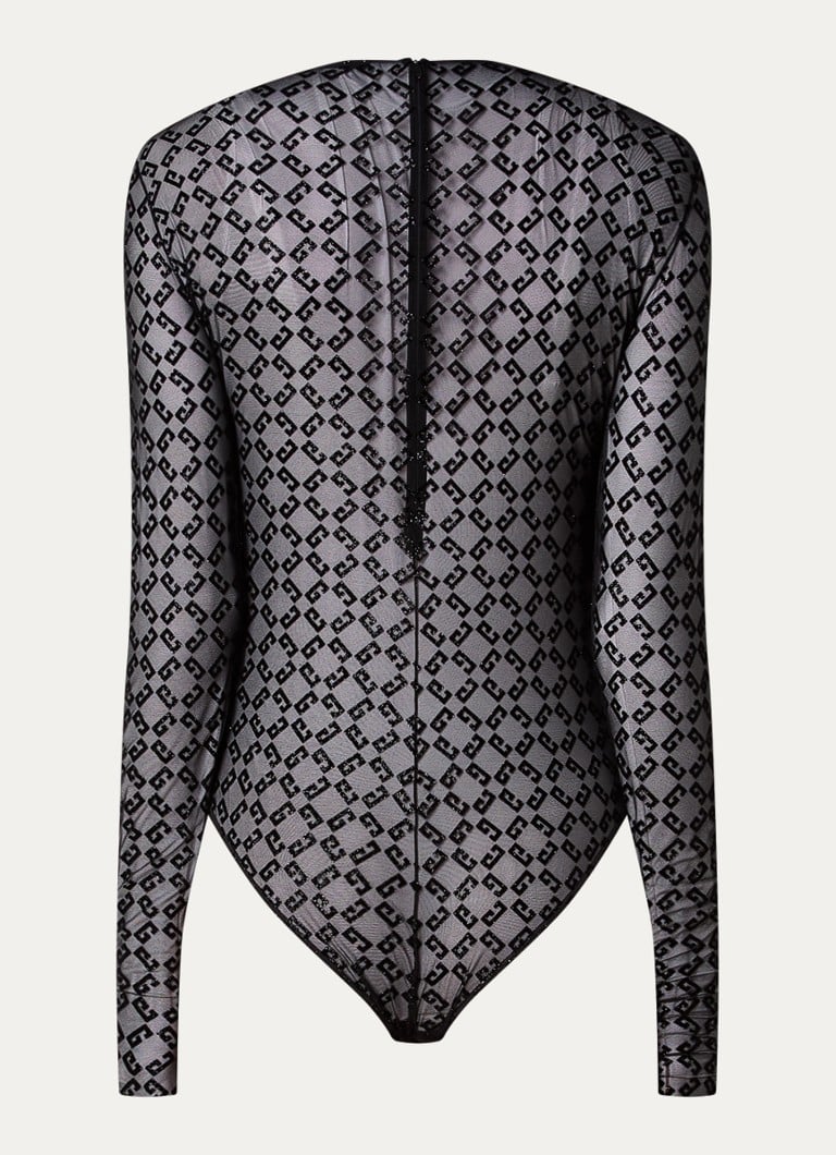 Givenchy Semi-transparent body top with logo print and lurex